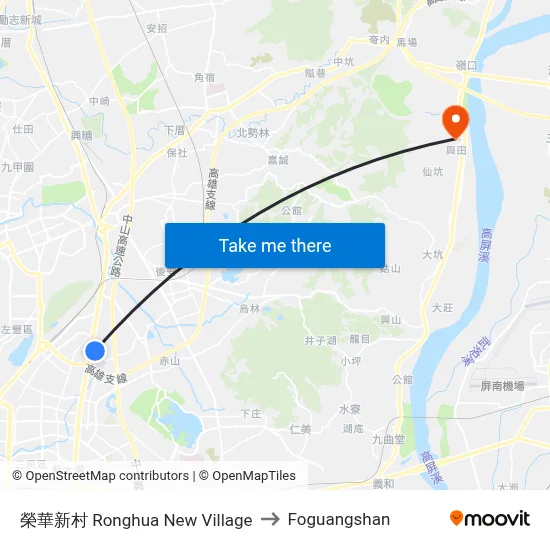 榮華新村 Ronghua New Village to Foguangshan map
