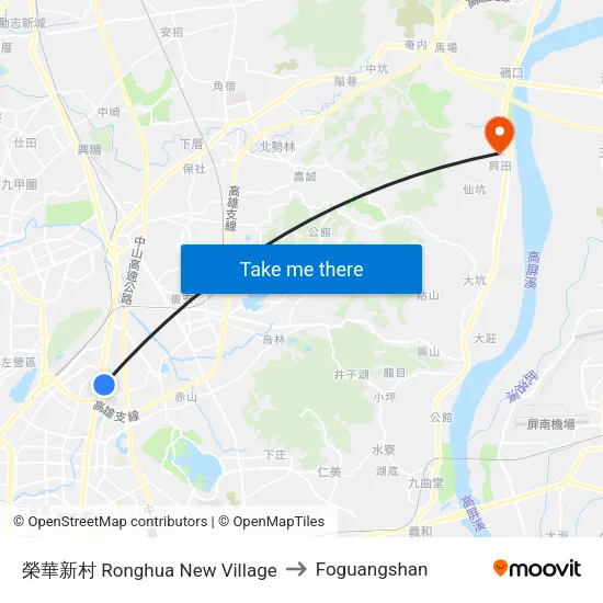 榮華新村 Ronghua New Village to Foguangshan map