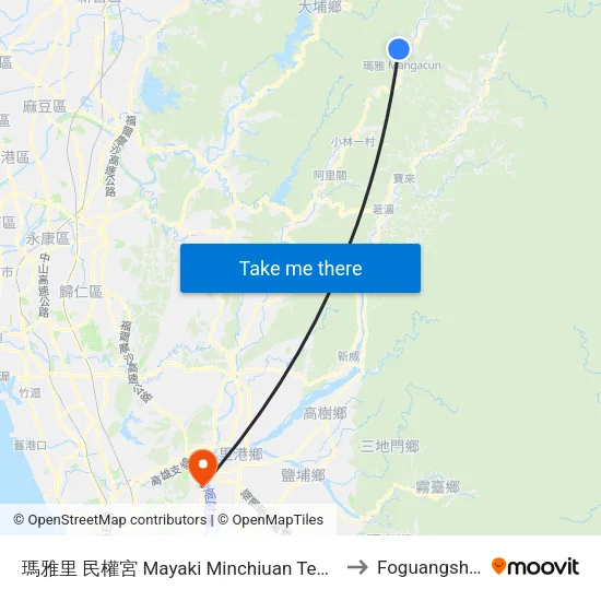 瑪雅里 民權宮 Mayaki Minchiuan Temple to Foguangshan map
