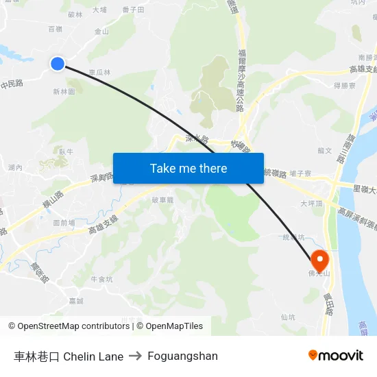 車林巷口 Chelin Lane to Foguangshan map