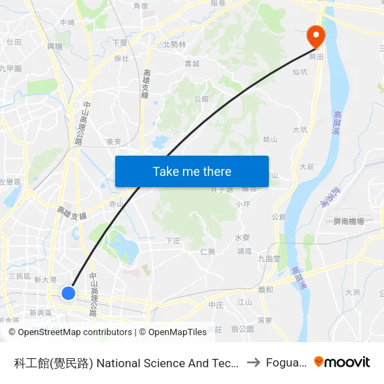 科工館(覺民路) National Science And Technology Museum (Jyuemin Rd.) to Foguangshan map