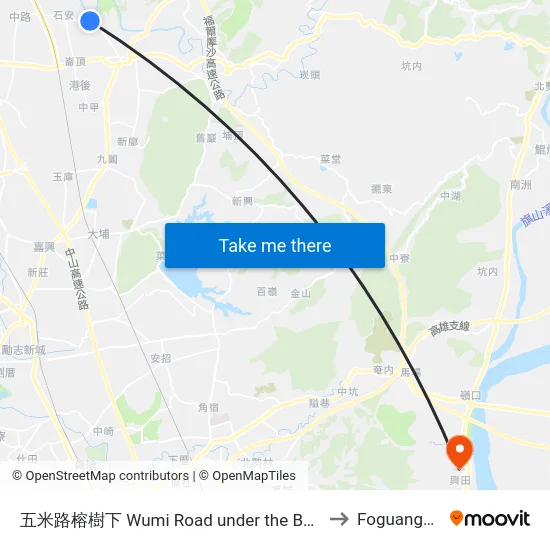 五米路榕樹下 Wumi Road under the Banyan Tree to Foguangshan map