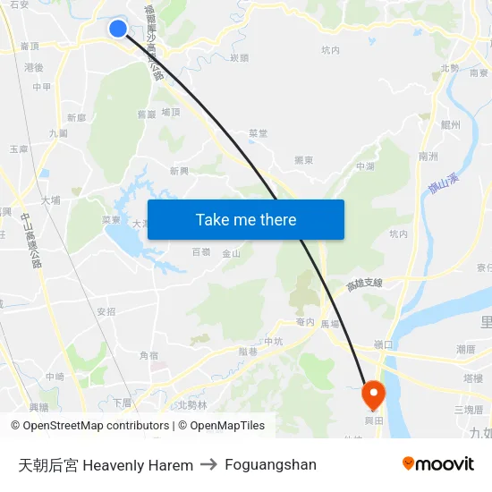 天朝后宮 Heavenly Harem to Foguangshan map
