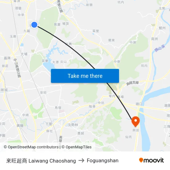 來旺超商 Laiwang Chaoshang to Foguangshan map
