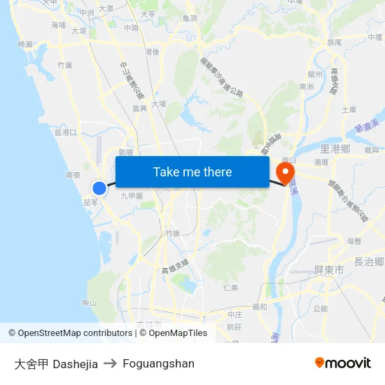 大舍甲 Dashejia to Foguangshan map
