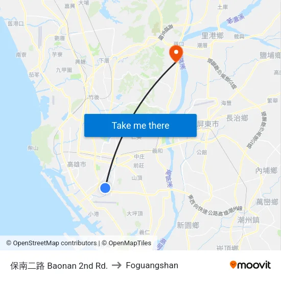 保南二路 Baonan 2nd Rd. to Foguangshan map