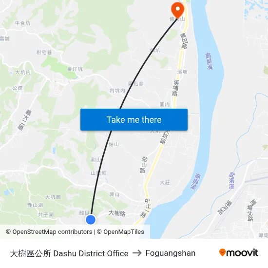 大樹區公所 Dashu District Office to Foguangshan map