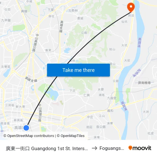 廣東一街口 Guangdong 1st St. Intersection to Foguangshan map