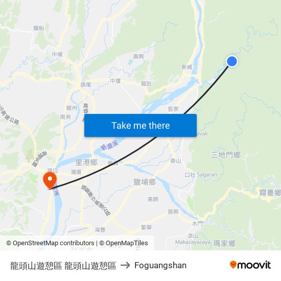 龍頭山遊憩區 龍頭山遊憩區 to Foguangshan map