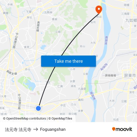 法元寺 法元寺 to Foguangshan map