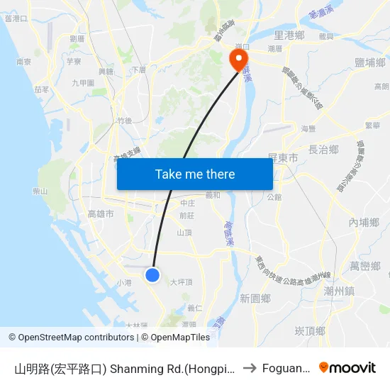 山明路(宏平路口) Shanming Rd.(Hongping Rd. Intersection) to Foguangshan map