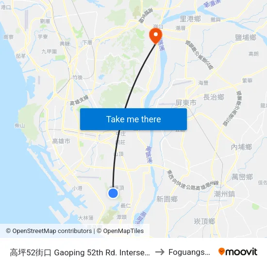 高坪52街口 Gaoping 52th Rd. Intersection to Foguangshan map