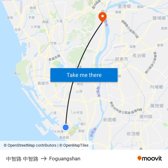 中智路 中智路 to Foguangshan map