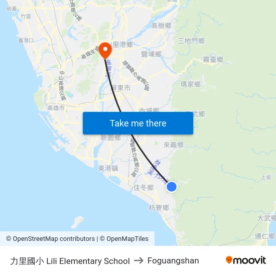 力里國小 Lili Elementary School to Foguangshan map