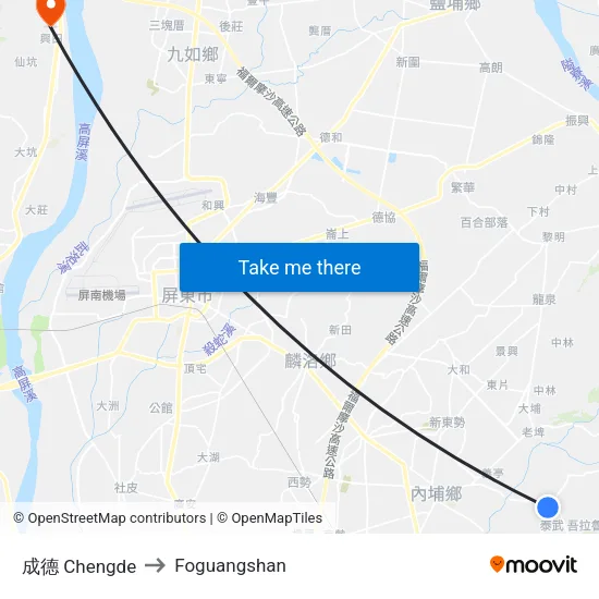 成德 Chengde to Foguangshan map