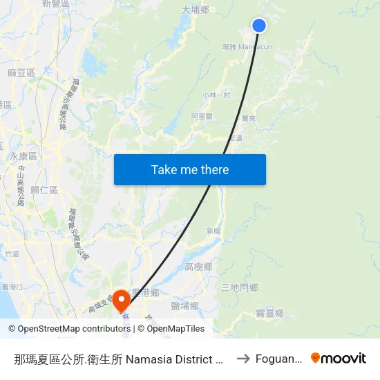 那瑪夏區公所.衛生所 Namasia District Office, Health Center to Foguangshan map