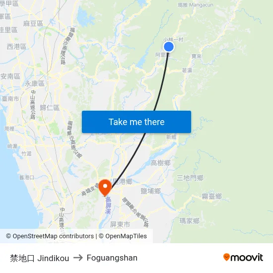 禁地口 Jindikou to Foguangshan map