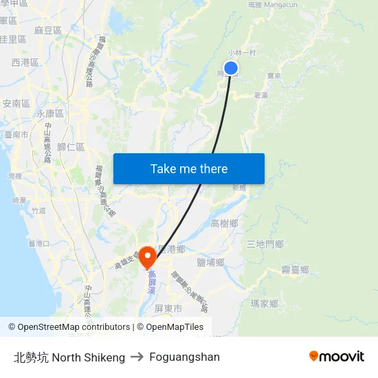 北勢坑 North Shikeng to Foguangshan map