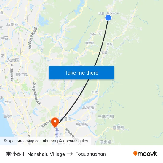 南沙魯里 Nanshalu Village to Foguangshan map
