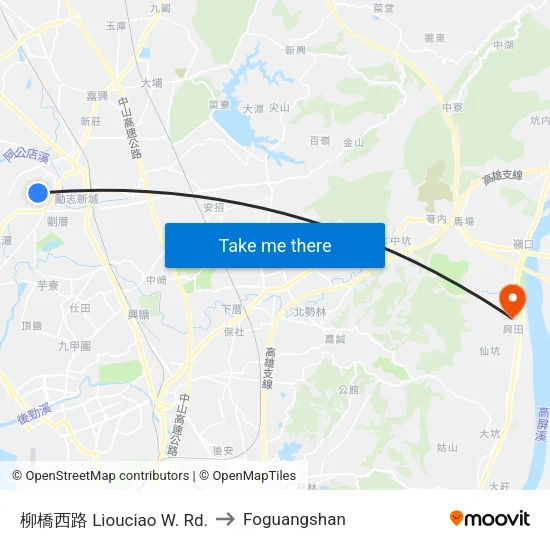 柳橋西路 Liouciao W. Rd. to Foguangshan map