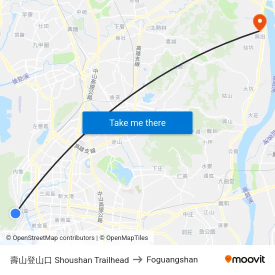 壽山登山口 Shoushan Trailhead to Foguangshan map