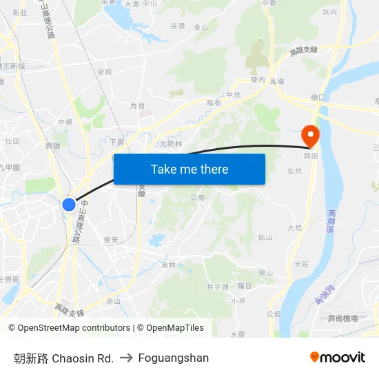 朝新路 Chaosin Rd. to Foguangshan map