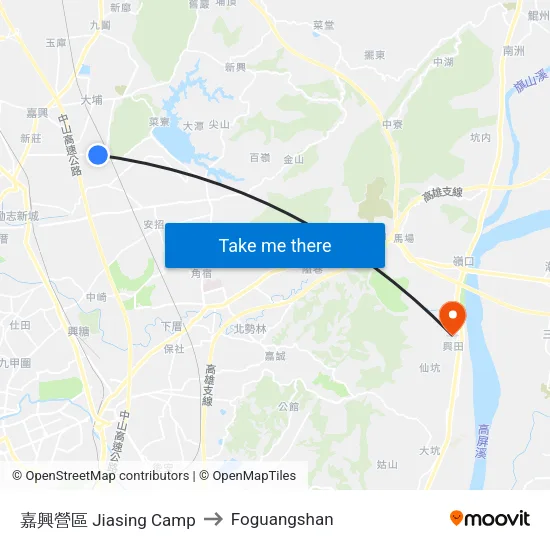 嘉興營區 Jiasing Camp to Foguangshan map