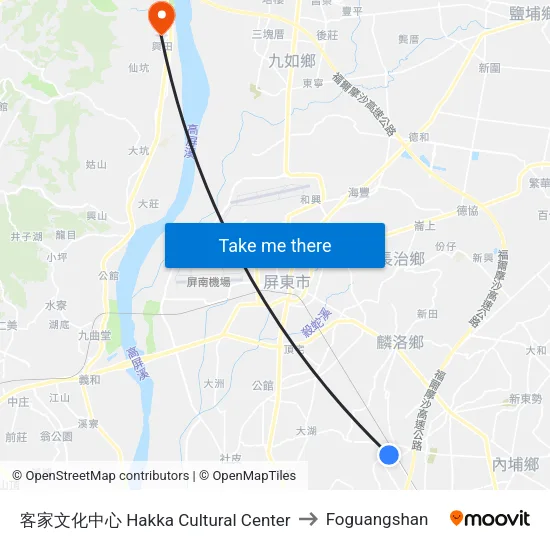 客家文化中心 Hakka Cultural Center to Foguangshan map
