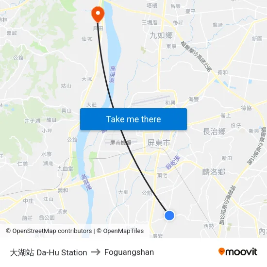 大湖站 Da-Hu Station to Foguangshan map