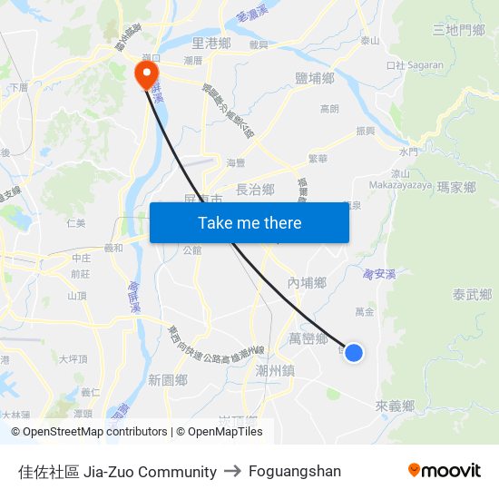 佳佐社區 Jia-Zuo Community to Foguangshan map