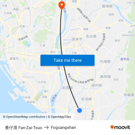 番仔厝 Fan-Zai-Tsuo to Foguangshan map