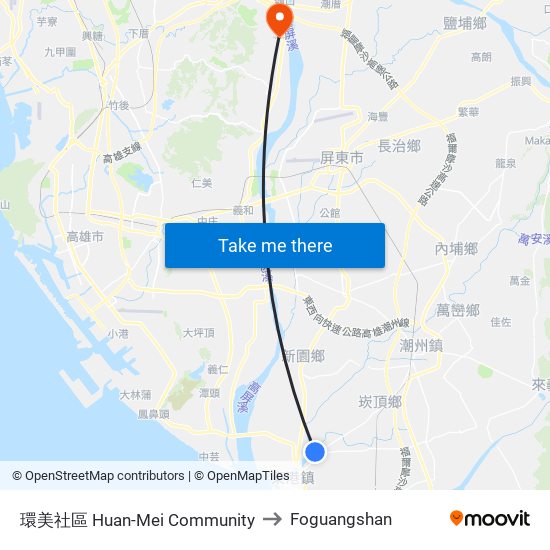 環美社區 Huan-Mei Community to Foguangshan map