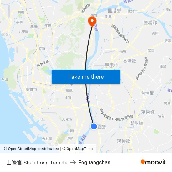 山隆宮 Shan-Long Temple to Foguangshan map