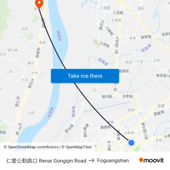 Renai Gongqin Road to Foguangshan map