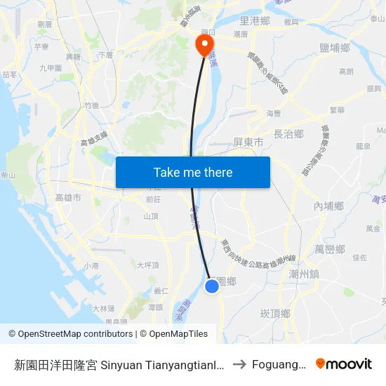 新園田洋田隆宮 Sinyuan Tianyangtianlong Temple to Foguangshan map