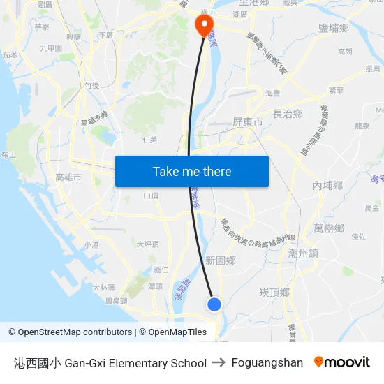 港西國小 Gan-Gxi Elementary School to Foguangshan map