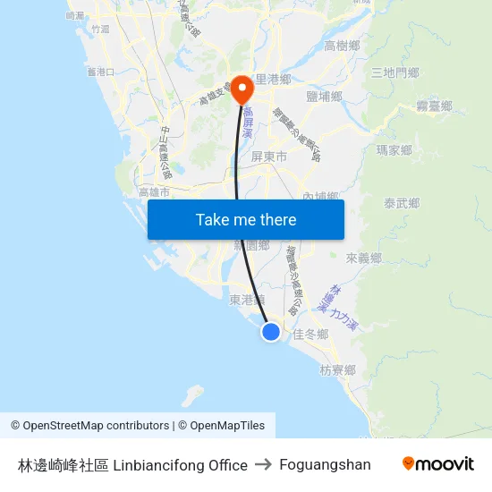 林邊崎峰社區 Linbiancifong  Office to Foguangshan map