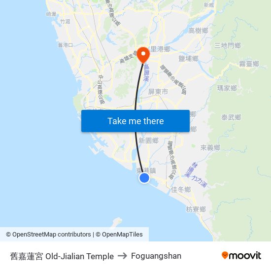 舊嘉蓮宮 Old-Jialian Temple to Foguangshan map