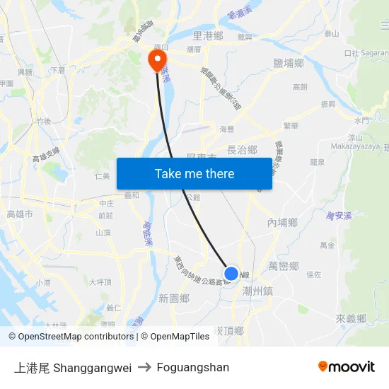 上港尾 Shanggangwei to Foguangshan map