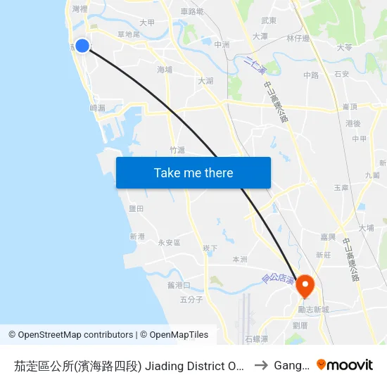 茄萣區公所(濱海路四段) Jiading District Office(Binhai Rd. Sec. 4) to Gangshan map