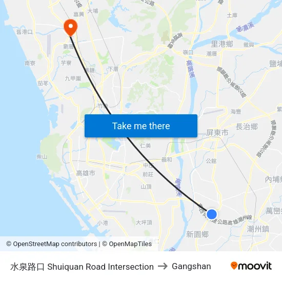 Shuiquan Road Intersection to Gangshan map
