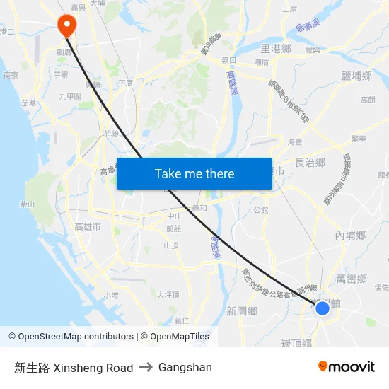 新生路 Xinsheng Road to Gangshan map