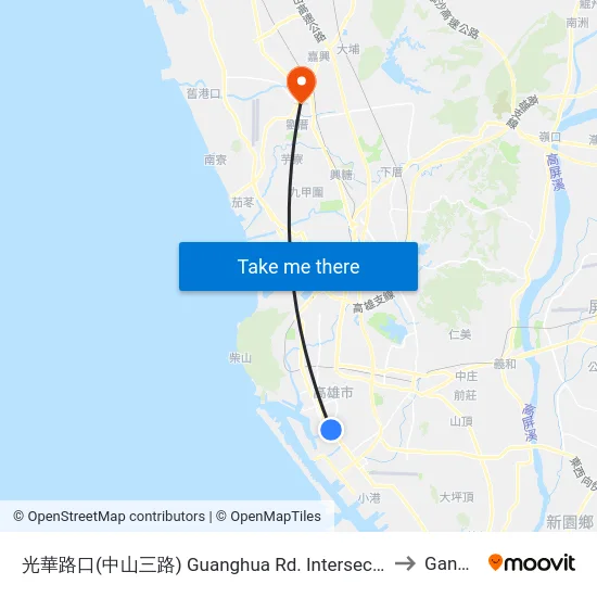 光華路口(中山三路) Guanghua Rd. Intersection(Jhongshan 3rd Rd.) to Gangshan map