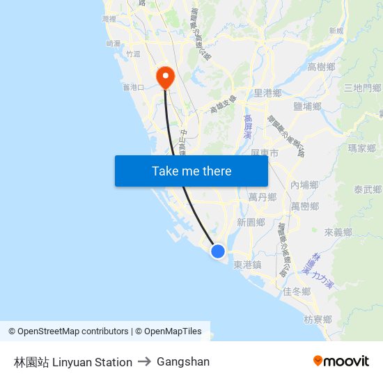 林園站 Linyuan Station to Gangshan map