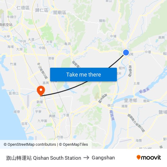 旗山轉運站 Qishan South Station to Gangshan map