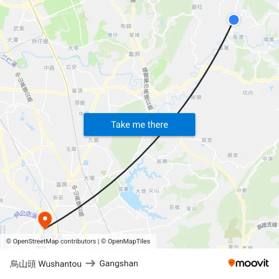 烏山頭 Wushantou to Gangshan map