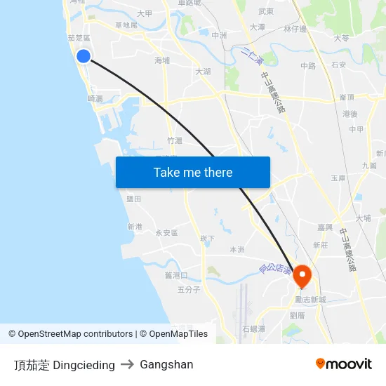 頂茄萣 Dingcieding to Gangshan map