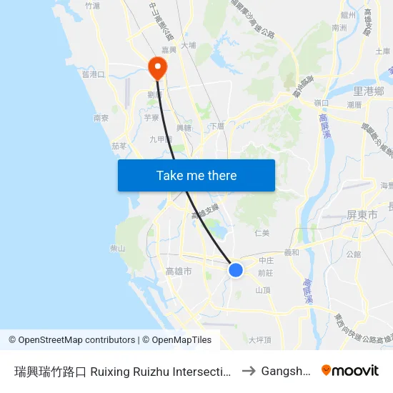 瑞興瑞竹路口 Ruixing Ruizhu Intersection to Gangshan map