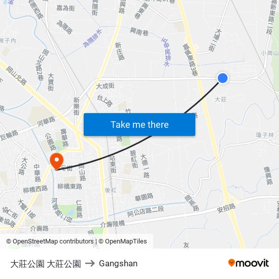 大莊公園 大莊公園 to Gangshan map