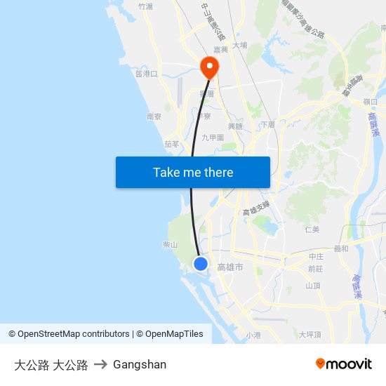 大公路 大公路 to Gangshan map